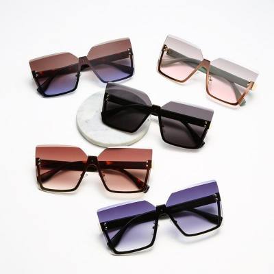 New style women's temperament half-frame sunglasses fashionable large frame square sun protection sunglasses personality street style glasses trend