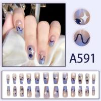 Winter fresh and simple pure lust style bride dance wear nails rainbow love rose fake nails  Style 3