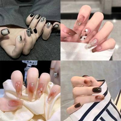 Autumn and winter gentle and pure desire simple style wearable manicure patches short, medium and long style white removable fake nail patches