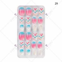 Zhifei manicure 24 pieces in bags, wearable wearable nail patches, finished nail art, children's patches, nail art, finished nail patches  Multicolor