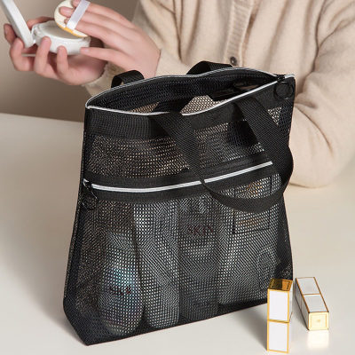 Creative Hollow Storage Bag Mesh Double-layer Wash Bag Travel Cosmetic Bag Transparent Polyester Mesh Drainage Beach Bag