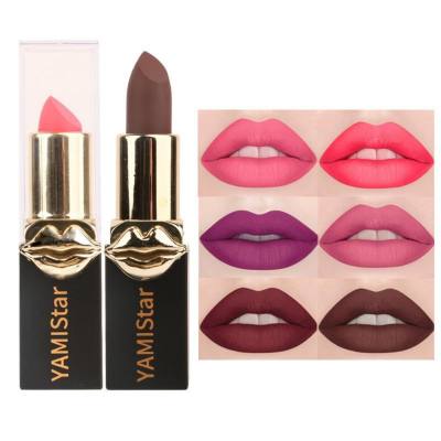 Grenzüberschreitende Kosmetik, heißer Verkauf von Amazon 6-Farben-matten, feuchtigkeitsspendenden Lippenstiften, die nicht leicht Flecken hinterlassen, wasserfester Lippenstift im Großhandel