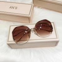 Sunglasses for women ins new round face Korean style fashion sunglasses anti-ultraviolet big face slim summer  Champagne