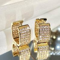 European and American light luxury micro-inlaid zircon earrings, young ladies' fashion earrings, hot selling items  Gold-color