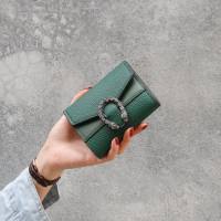 2019 new pure small wallet women's short Korean retro versatile folding coin purse wallet cross-border foreign trade wholesale  Deep Green