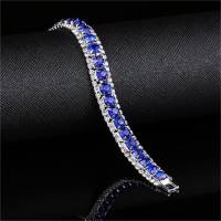New Fashionable and Exquisite Bridal Wedding Accessories Full of Diamond Colorful Bracelets for Girls Jewelry  Blue