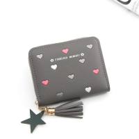 Clutch-Tasche für Damen, kurze Tasche, Liebes-Geldbörse, Kartentasche, Studentin, Mädchen, klein und exquisit, Tarnung, Liebes-Clip-Geldbörse  Grau