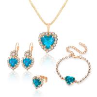 European and American Instagram Water Drop Diamond Necklace Earring Set, High end Bridal Jewelry  Light Blue