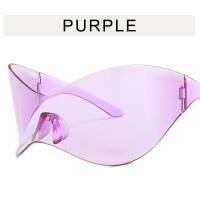 Windproof frameless one-piece sunglasses for women Y2K personality cycling sports punk mask European and American trendy personality sunglasses  Purple