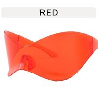 Gafas de sol de una sola pieza sin marco a prueba de viento para mujer Y2K personalidad ciclismo deportes máscara punk gafas de sol de personalidad de moda europeas y americanas  rojo