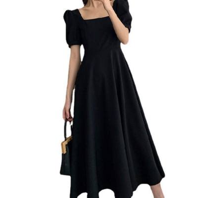 Dress summer new ins tea break dress temperament one-shoulder knee-length Hepburn style fat mm little black dress