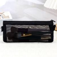 New Japanese and Korean style mesh transparent pencil case cosmetic bag stationery stationery bag simple large capacity pencil case  Multicolor