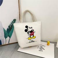 Canvas cartoon tote bag, simple and cute, work miscellaneous items, women's tote bag, canvas bag, small tote bag, bento bag, women  Multicolor
