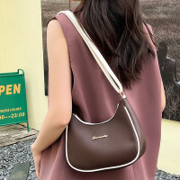 Contrast color armpit bag ladies handbag bag ladies high-end crossbody bag female Korean style shoulder bag  Coffee