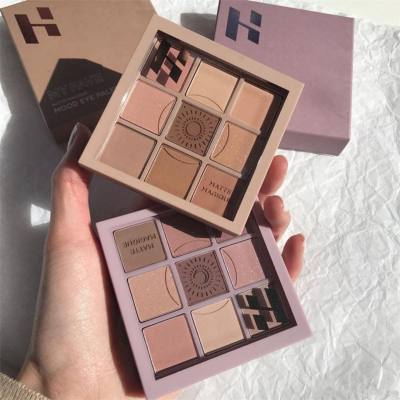 Acrylic transparent 9-color sun eye shadow matte pearlescent earth-color moon eye shadow palette nine-square grid affordable makeup