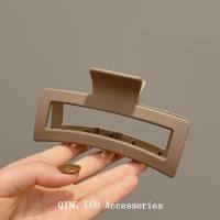 13CM oversized square frosted hair clip bath tray hair clip female back of the head shark clip headwear wholesale  Coffee
