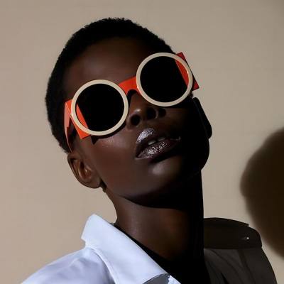 Funny hip-hop sunglasses with round irregular large frame, stylish personality, sun visor, UV protection