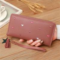 Women's wallet female long zipper clutch fashionable love camouflage embroidery large capacity soft leather coin mobile phone bag  Multicolor