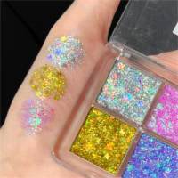 DIKALU four-color glitter eye shadow palette 4-color pumpkin cherry glitter popping candy ins eye shadow  Multicolor 3