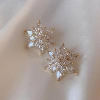 Luxury full diamond crystal flower earrings temperament s925 silver needle high-grade micro-inlaid zircon earrings female new earrings  Multicolor