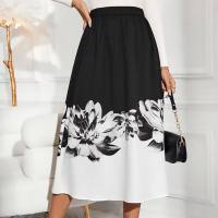 Spring and summer European and American women's clothing new milk silk leisure fashion romantic floral skirt female  White