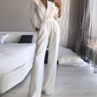 Spring and summer Chinese long skirt new Chinese jumpsuit slanted collar mid-waist temperament commuter jumpsuit  White