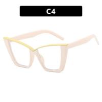 Oeil de chat grand cadre lunettes plates nouveau style lunettes de personnalité cadre à la mode célébrité Internet ins lunettes de mode cadre anti-lumière bleue  Beige