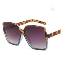 New European and American trend ins large frame sunglasses for men Square frame retro glasses Metal hinge sunglasses for women  Blue