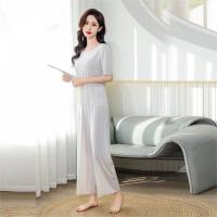 Spring and summer women's home clothes pajamas threaded cool suit short-sleeved suit seamless summer  White