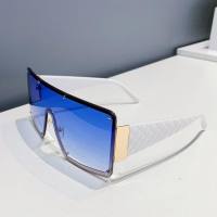 نظارات شمسية عصرية جديدة ذات إطار كبير مربع من قطعة واحدة، نظارات شمسية واسعة الحواف عصرية ومتعددة الاستخدامات للتصوير في الشوارع بدون إطار  أزرق