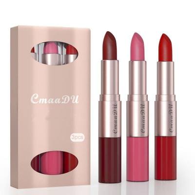 CmaaDu 3er-Pack 2-in-1-Lippenstift und Lipgloss