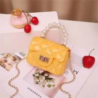 New jelly bag ladies handbags bag pearl hand jelly bag  Yellow