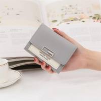 New small wallet women's short trifold mini coin purse female student simple contrast color wallet wallet  Gray