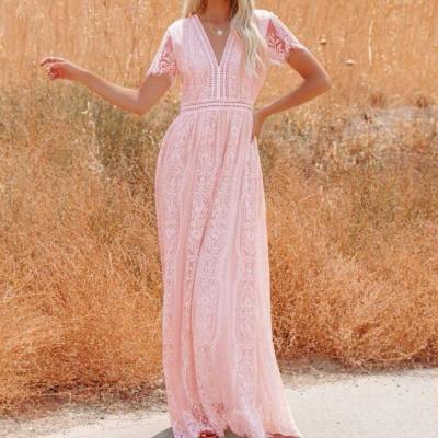 Autumn and winter new autumn tulle dress European and American deep V pullover wedding dress long skirt