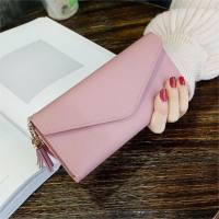 Student ladies multifunctional long thin casual fashionable atmospheric concealed buckle large multi-card card holder integrated wallet  Pink