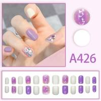 Wearing nail art, nail patches, halo dyeing, French style Instagram, Aurora detachable fake nail bow, frosted, ice permeating, and clear  Multicolor