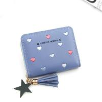 Pochette da donna borsa corta portamonete portamonete porta carte studentessa portamonete piccolo e squisito con clip mimetica amore  Blu