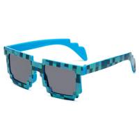 Novo retro floral xadrez moldura quadrada óculos de sol venda quente óculos de sol masculino e feminino tendência  Azul