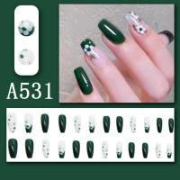 Summer fresh, sweet and cool style manicure, wearable nail pieces, French line blending, removable fake nail pieces, finished product  Multicolor