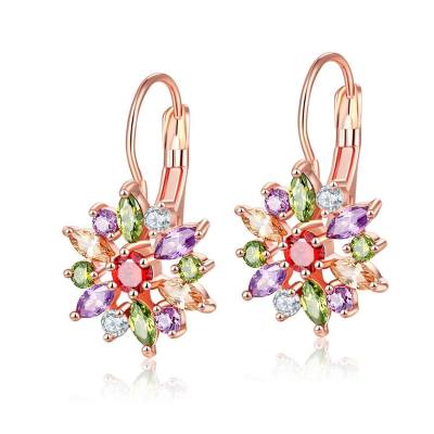 Flor Zircon Ear Buckle Poetry Jewelry Pendientes y aretes coloridos AAA más vendidos en Europa y América