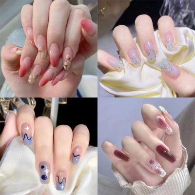 Winter fresh and simple pure lust style bride dance wear nails rainbow love rose fake nails