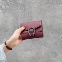 2019 new pure small wallet women's short Korean retro versatile folding coin purse wallet cross-border foreign trade wholesale  Burgundy