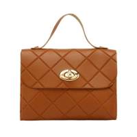 Petit sac carré rayé en diamant pour femmes, sacs à main de style coréen, sac à la mode  marron