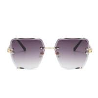 Neue europäische und amerikanische Trend-Sonnenbrille mit rahmenlosen Gläsern, modische polygonale Sonnenbrille aus Metall, Persönlichkeit mit zweifarbigen Gläsern  Grau