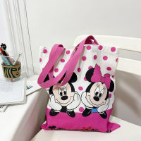 Mickey Canvas Bag Women's Summer New Versatile Shoulder Bag Commuter Tote Bag Large Capacity Handbag Mommy Bag  Pink