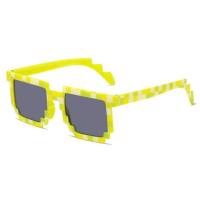 Novo retro floral xadrez moldura quadrada óculos de sol venda quente óculos de sol masculino e feminino tendência  Amarelo