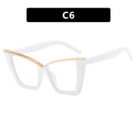 Oeil de chat grand cadre lunettes plates nouveau style lunettes de personnalité cadre à la mode célébrité Internet ins lunettes de mode cadre anti-lumière bleue  blanc
