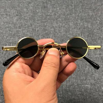 Lunettes de soleil rondes punk de style Instagram, miroir du prince héritier, lunettes de soleil rétro, monture ultra petite pour hommes et femmes, design concave hip-hop du meilleur homme