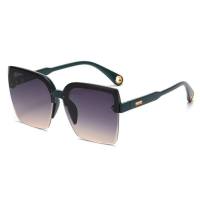 Rahmenlose Persönlichkeitstrend-Sonnenbrille für Damen mit UV-Schutz, europäische und amerikanische Streetstyle-Sonnenbrille, neue große quadratische Sonnenbrille  Grün