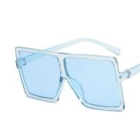 Personality trend square large frame sunglasses new style sunglasses trendy fashion trend colorful sunglasses  Blue